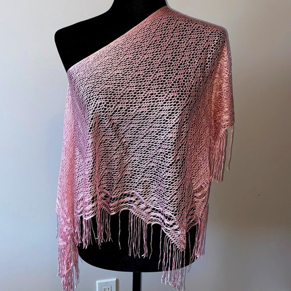 Pink Thin  Shawl Poncho Summer One Size Fits All - Picture 2 of 6
